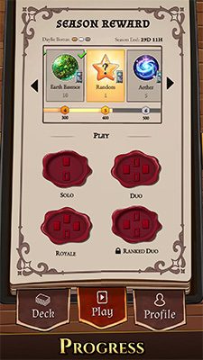 online card game - play and progress